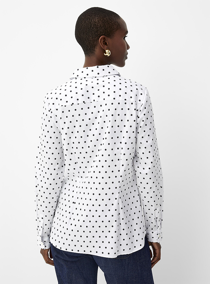 Contemporaine: La chemise popeline extensible &agrave; pois Blanc et noir pour femme
