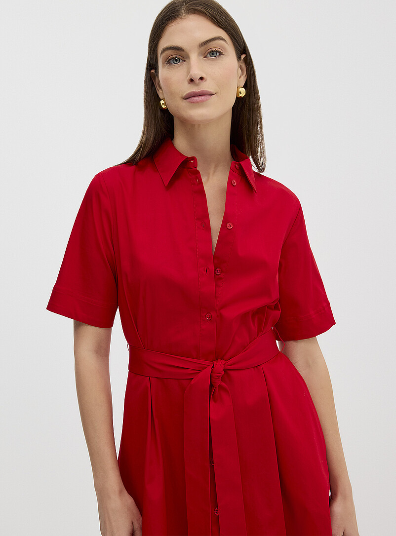 Robe Chemise A.P.C. Taille 40 - Coton Mélangé Rouge, Neuve Sans étiquettes, Ceinture Incluse