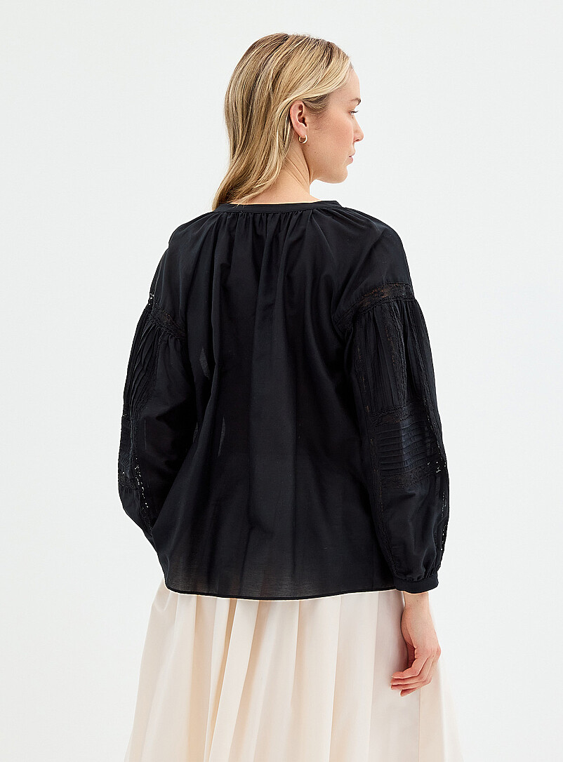 Contemporaine: La blouse surdimensionn&eacute;e broderie anglaise Ocre jaune pour femme