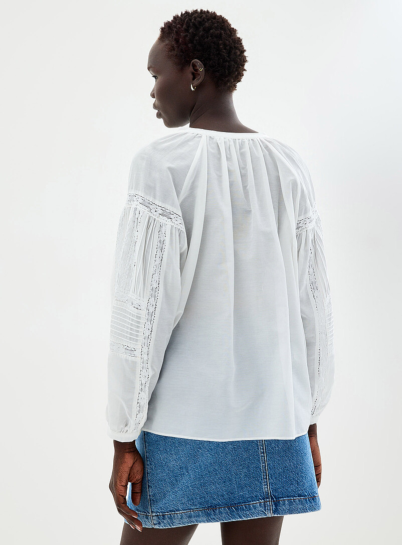 Contemporaine White Oversized broderie anglaise blouse for women