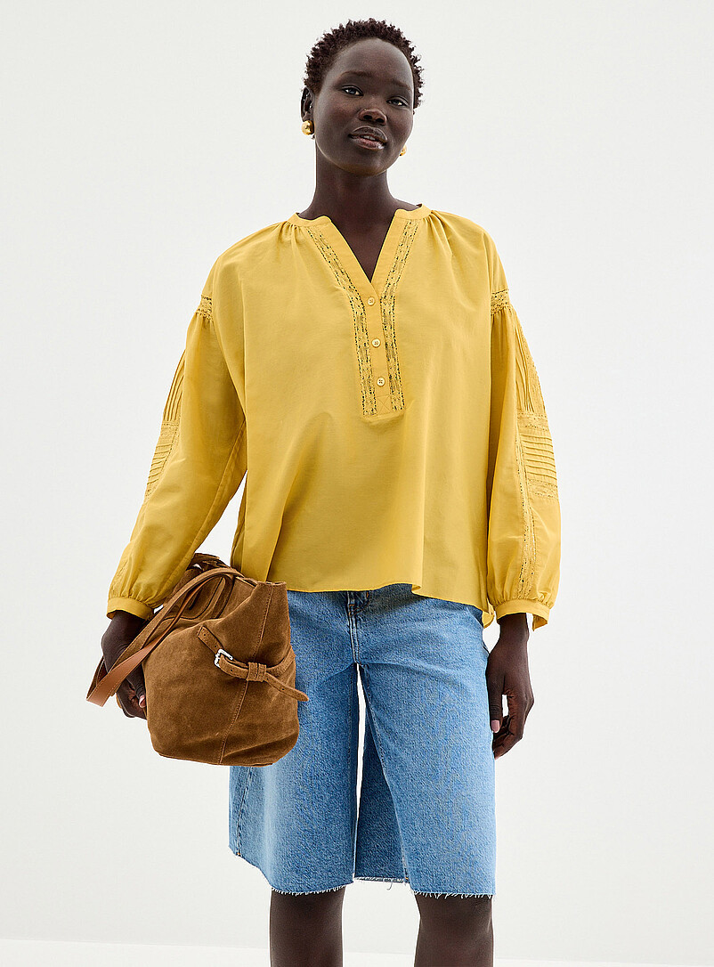 Contemporaine White Oversized broderie anglaise blouse for women