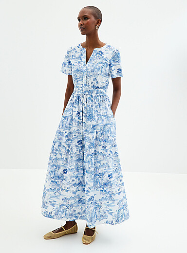 Sunny getaway tiered poplin dress