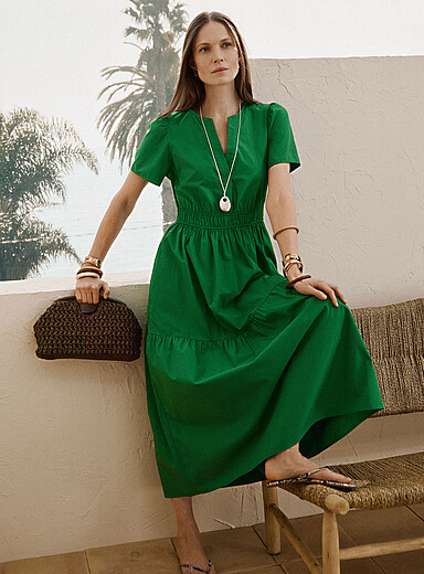 La robe popeline &eacute;tag&eacute;e vert vivifiant