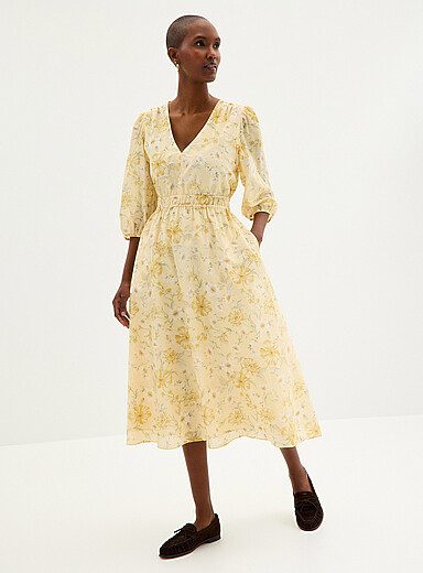 Sunny garden ruched waist dress