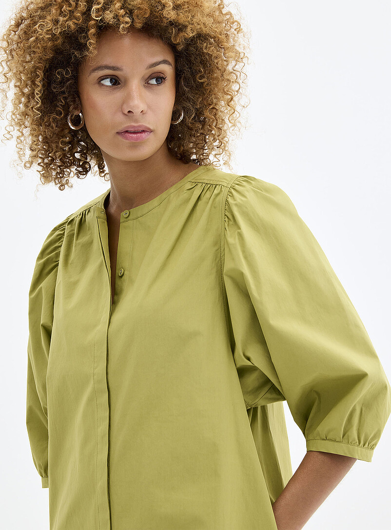 Contemporaine: La robe popeline ample manches bouffantes Noir pour femme