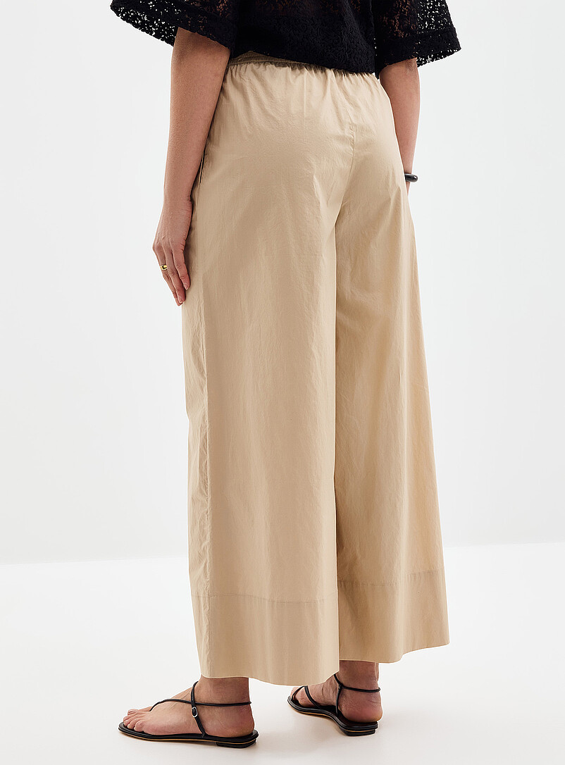 Contemporaine: La jupe-culotte popeline taille &eacute;lastique <b>Coupe : jambe tr&egrave;s large, taille haute</b> Sable pour femme