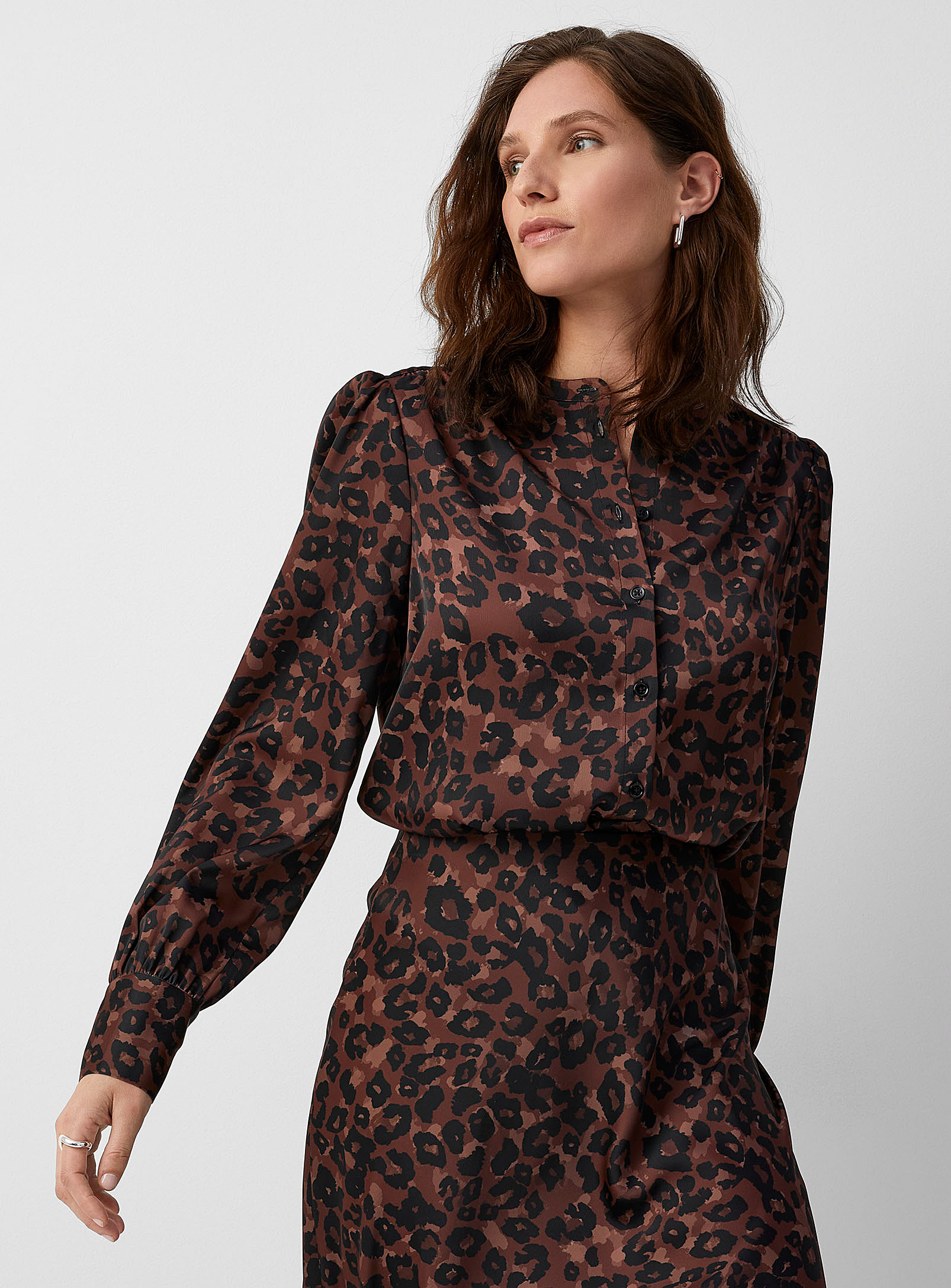 Contemporaine - Women's Nocturnal leopard satin shirt