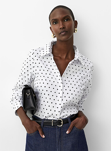 Polka dot stretch poplin shirt product image 2
