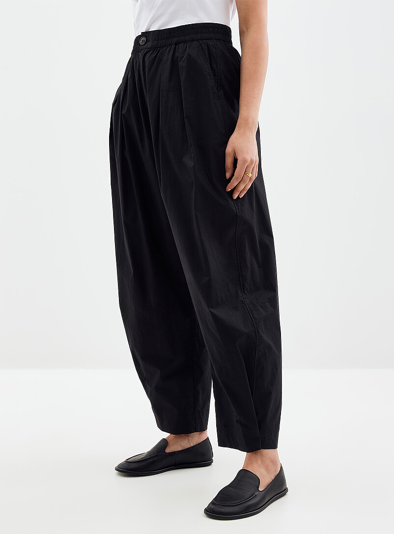 Elastic waist poplin barrel pant Fit: Barrel leg, high rise product image 2