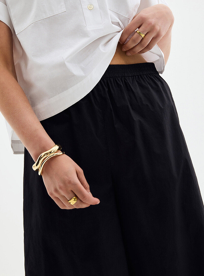 Elastic waist poplin culotte Fit: Ultra-wide leg, high rise product image 2
