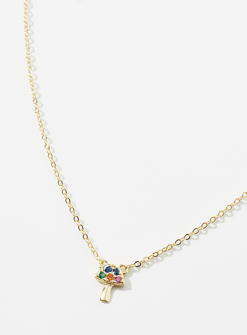 Simons Patterned Yellow Multicolour mushroom necklace for women