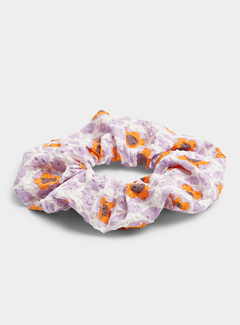 Simons Lilacs Orange pop flower scrunchie for women