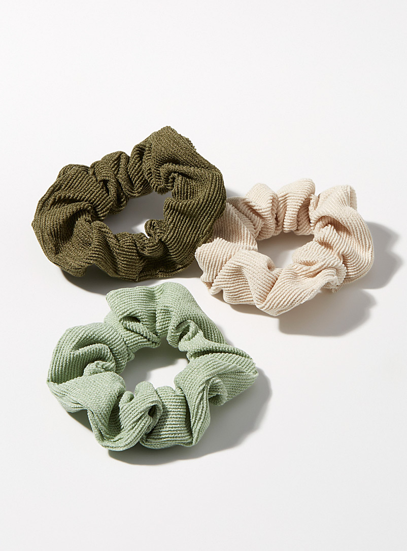 Simons Green Large corduroy scrunchies Set of 3 for women