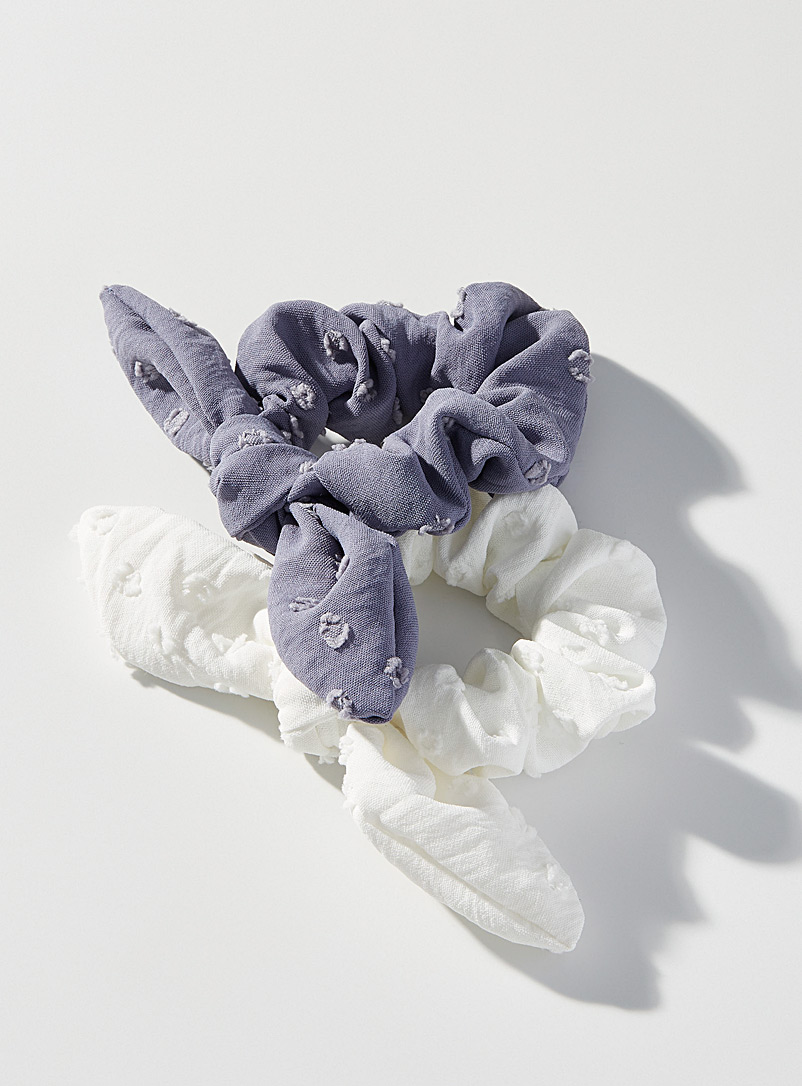 Simons: Les chouchous fleurs touffetées Ensemble de 2 Bleu à motifs pour femme
