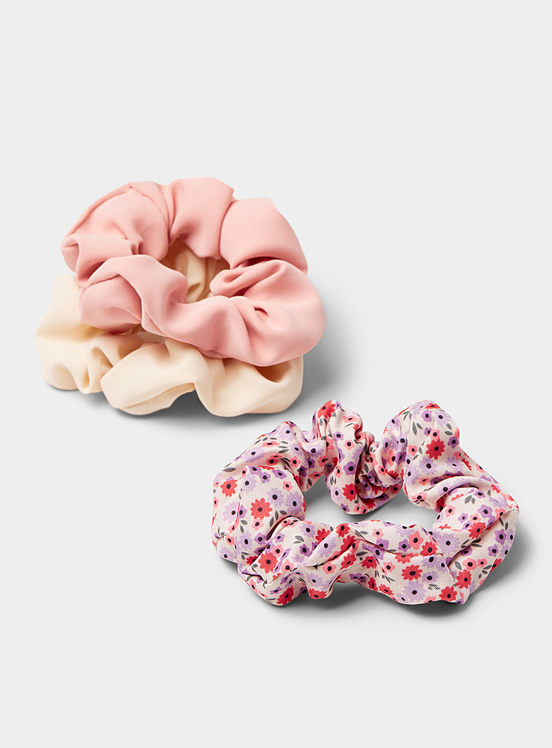 Simons Pink Wildflower scrunchies Set of 3 for women