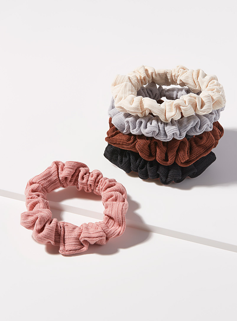 Ribbed scrunchies Set of 5 | Simons | Shop Scrunchie Hair Ties online |  Simons
