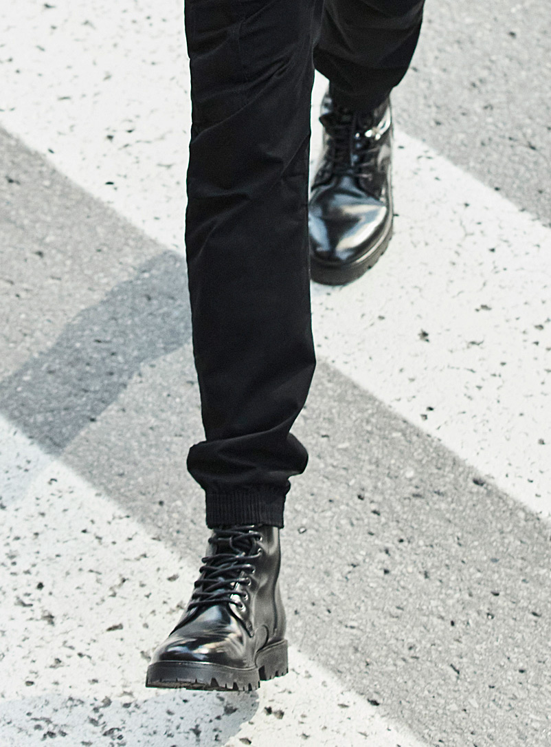 Simons Black Combat leather lace-up boots Men for men