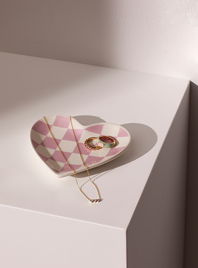 Simons Maison Pink Gingham heart small tray