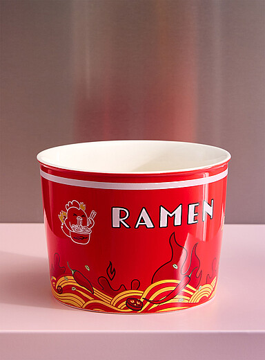 Large red ramen noodle bowl