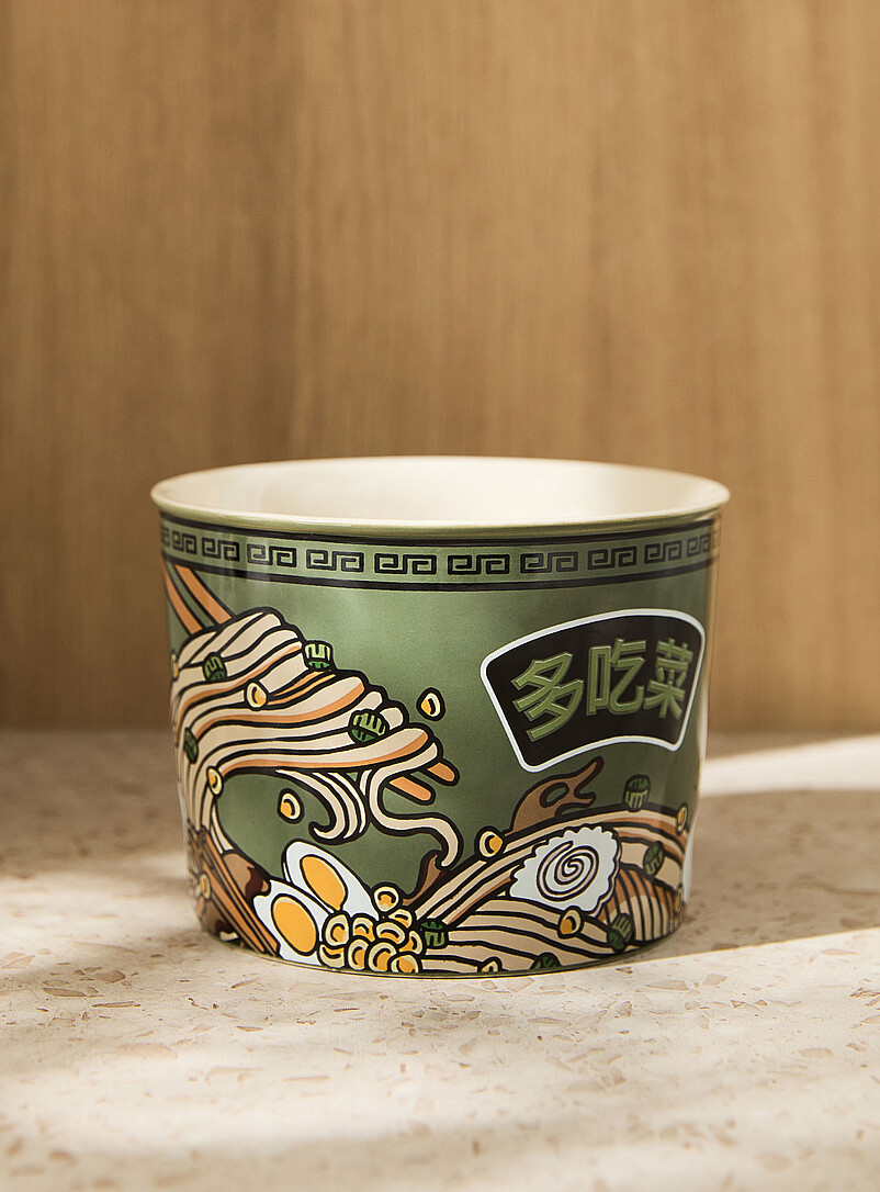 Simons Maison Green Large khaki ramen noodle bowl