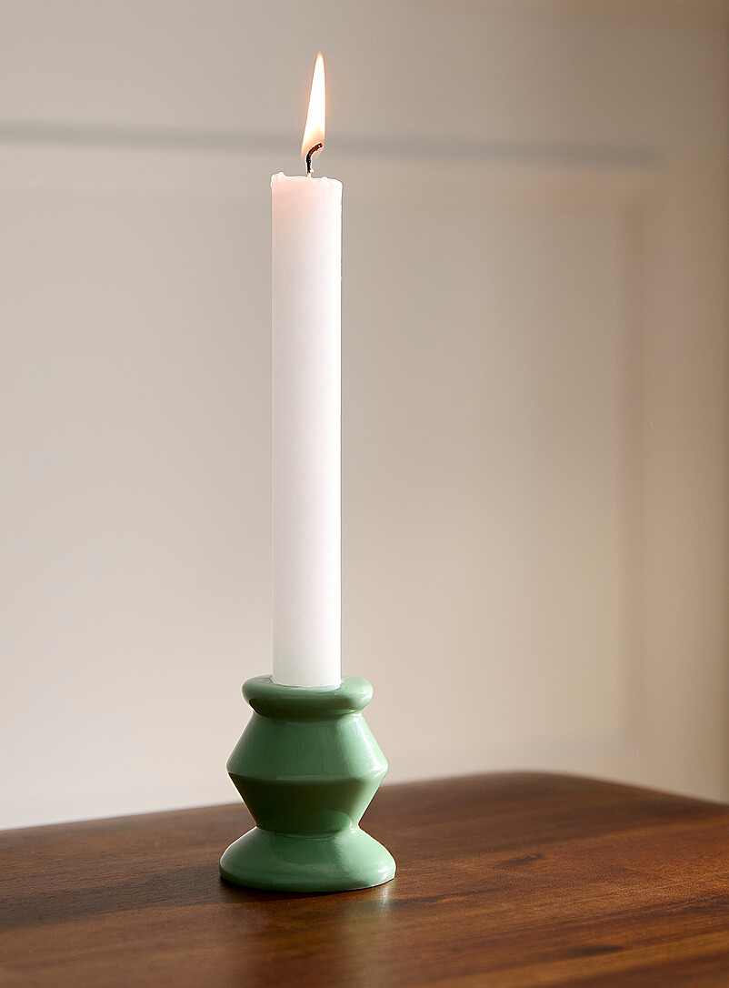 Simons Maison Off White Glossy geometric candle holder