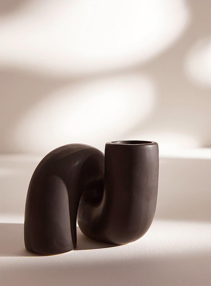 Simons Maison: Le vase cylindre recourbé Noir