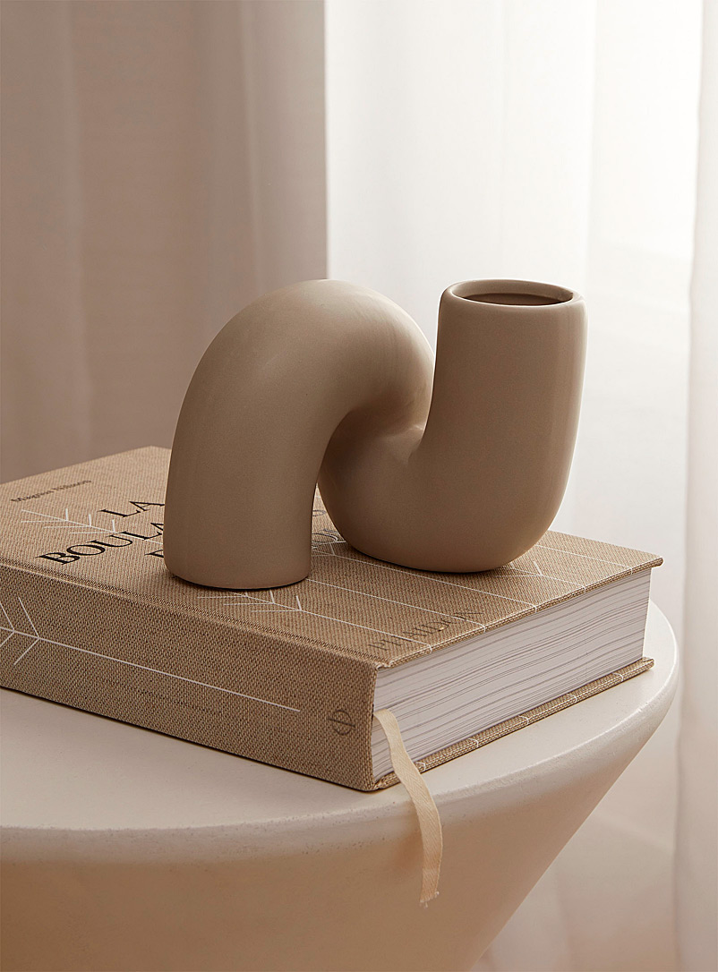Simons Maison Taupe Curved cylinder vase