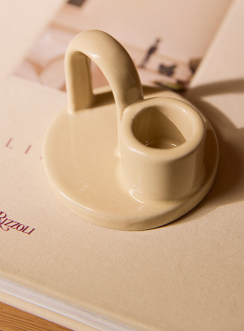 Small glossy ceramic candle holder product image 2