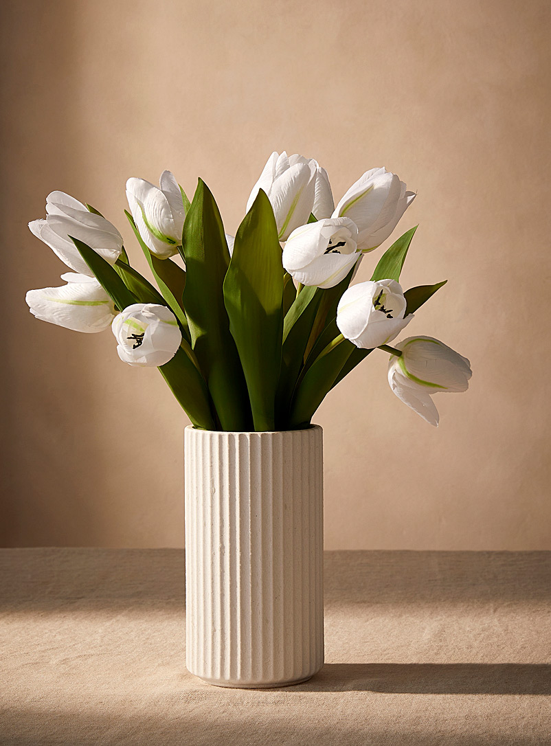 Simons Maison: Le bouquet en pot imitation tulipes blanches Blanc