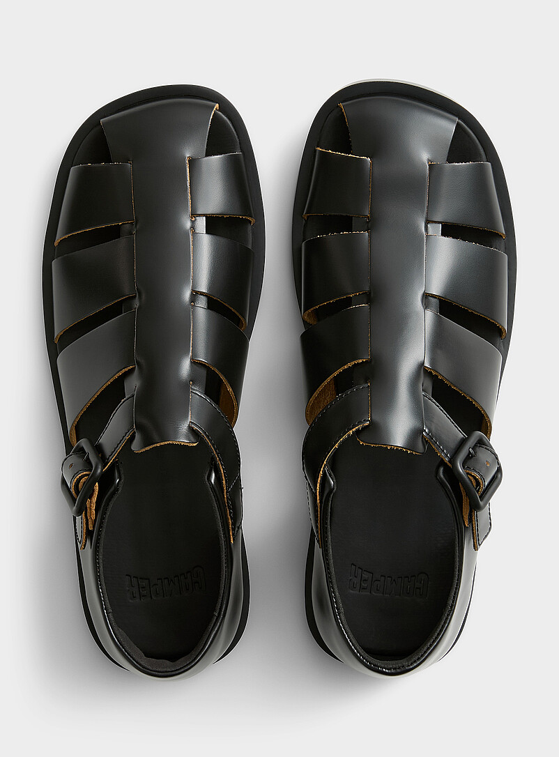 Don Black Leather Sandals Men
