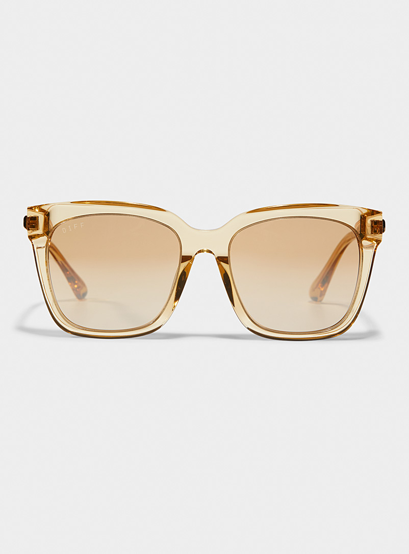 DIFF: Les lunettes de soleil carrées Bella Écru/Lin pour femme