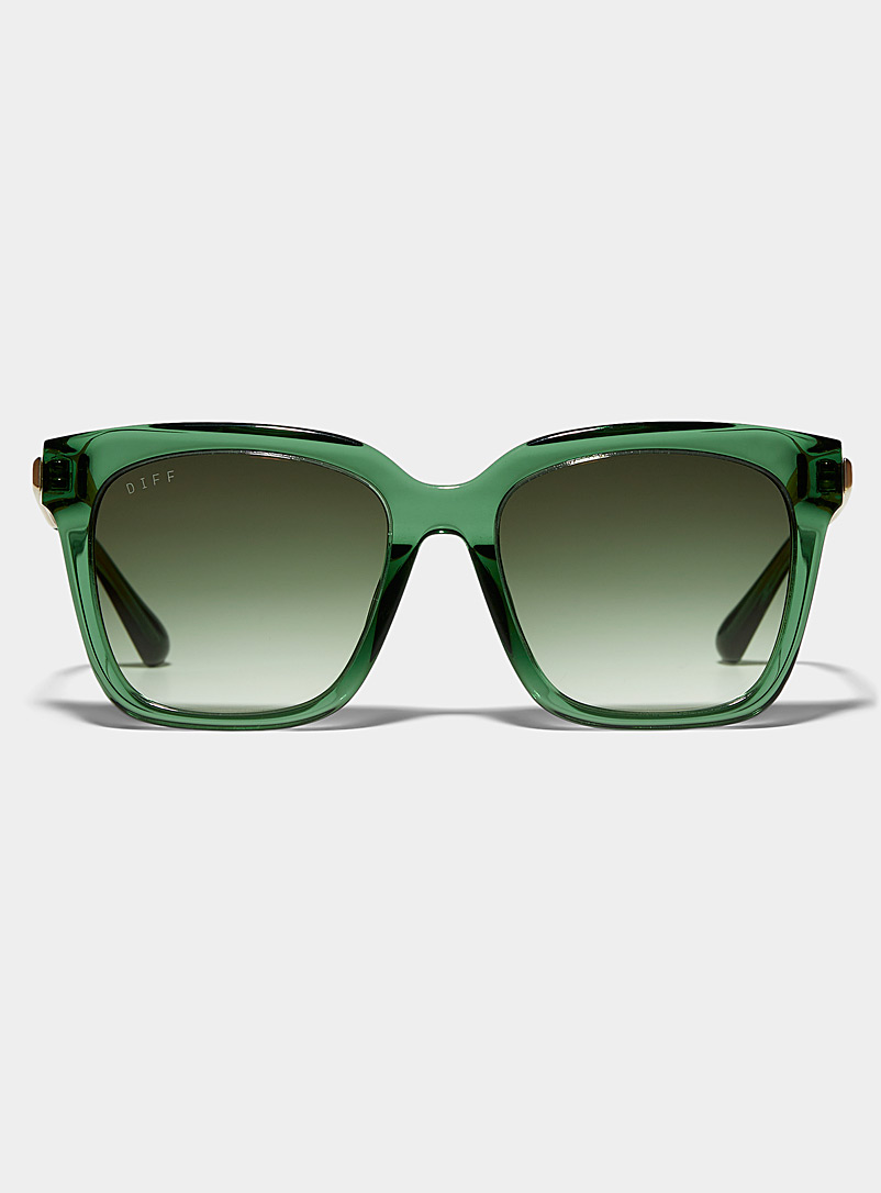 DIFF: Les lunettes de soleil carrées Bella Vert pour femme