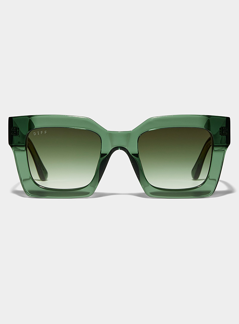 DIFF: Les lunettes de soleil carrées Dani Vert pour femme