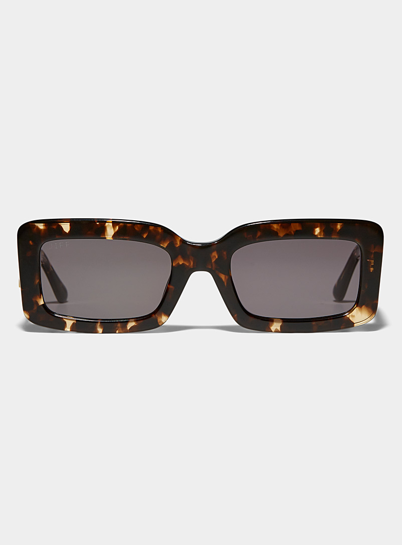 DIFF: Les lunettes de soleil rectangulaires Indy Brun pâle-taupe pour femme