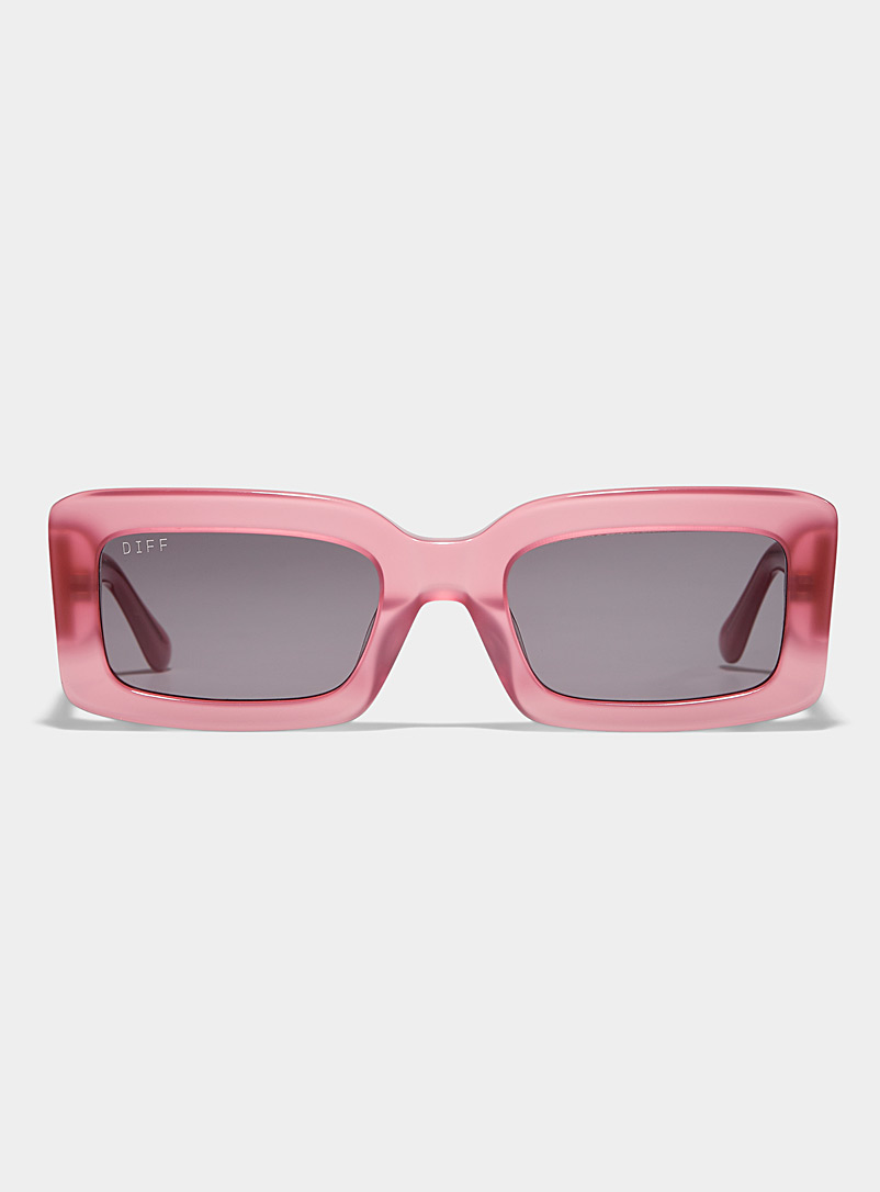 DIFF: Les lunettes de soleil rectangulaires Indy Vieux rose pour femme