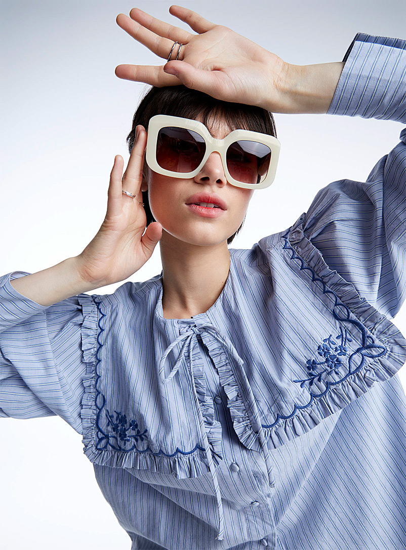 DIFF Ivory White Giada square sunglasses for women