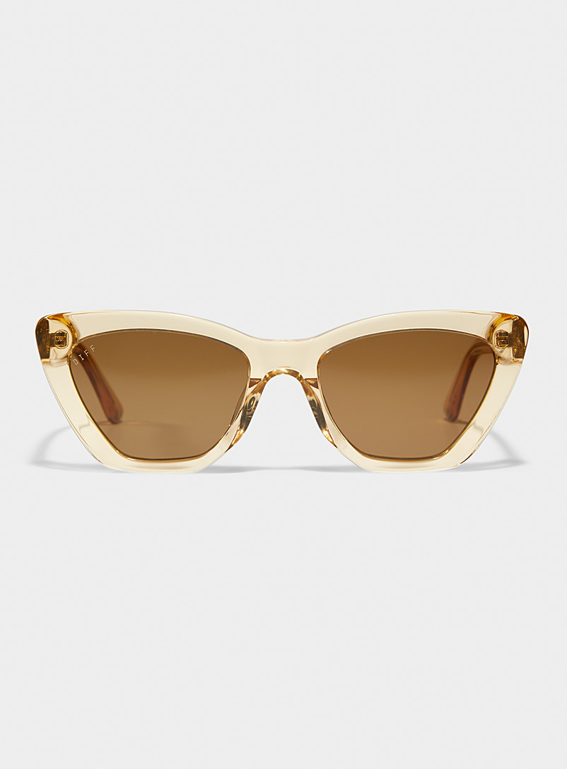 DIFF: Les lunettes de soleil rectangulaires Camila Écru/Lin pour femme