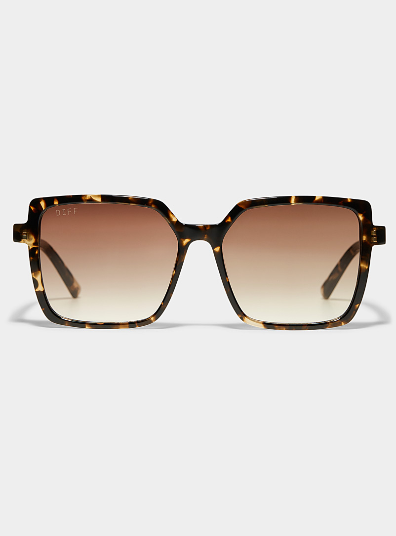 DIFF: Les lunettes de soleil carrées Esme Brun pâle-taupe pour femme