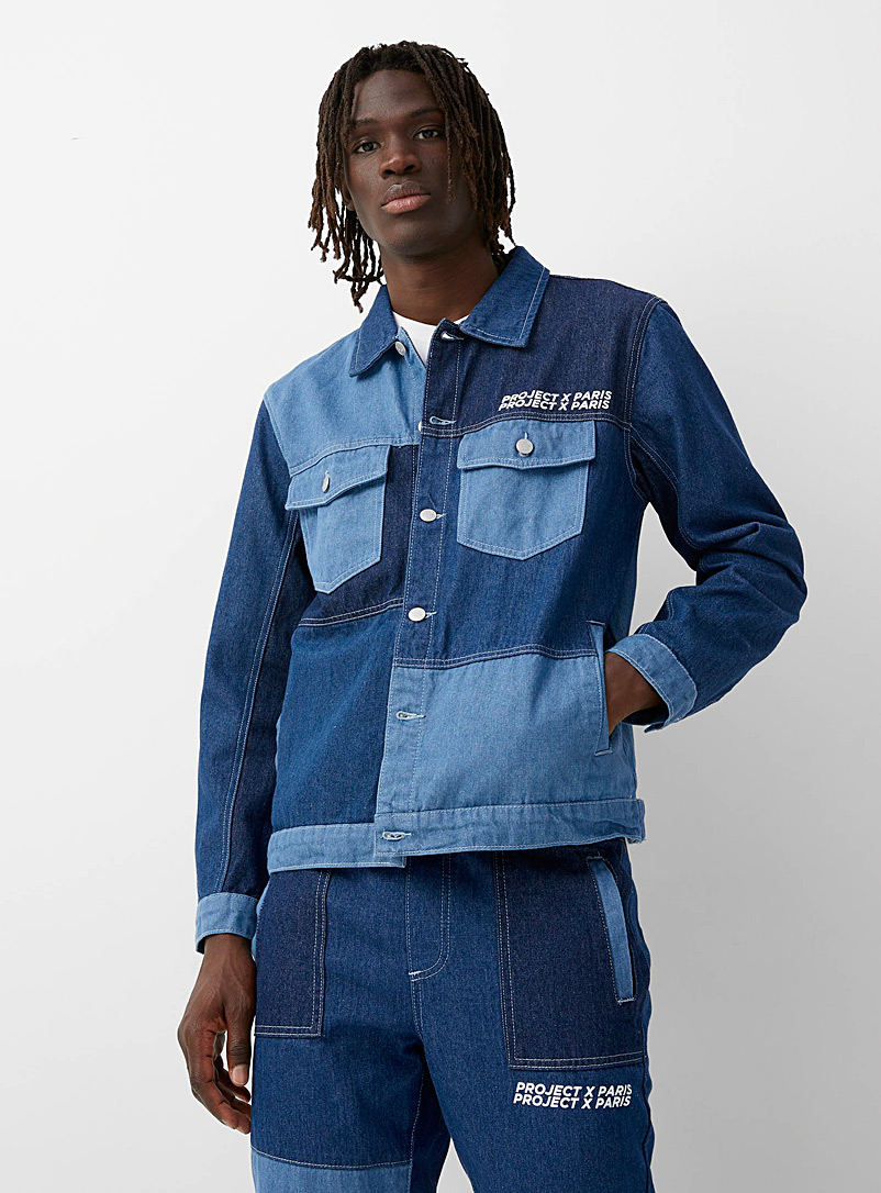 Project X Paris Blue Denim block jacket for men
