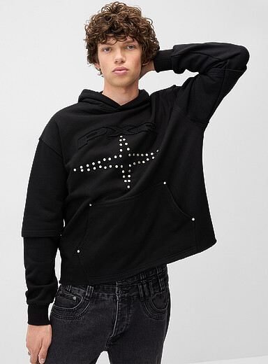 Project X Paris: Le kangourou logo clout&eacute; ourlet coup&eacute; Noir pour homme