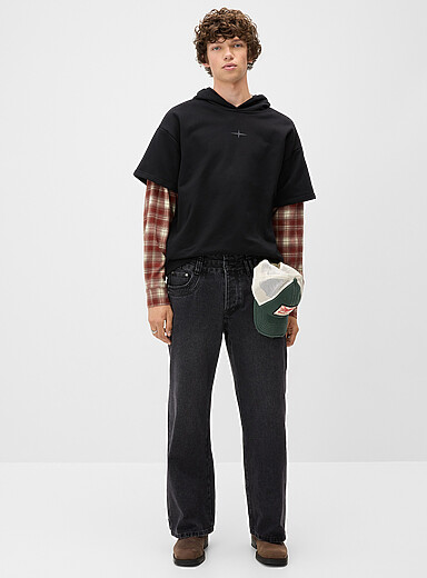 Washed black double-waist jean <b>Baggy fit</b>
