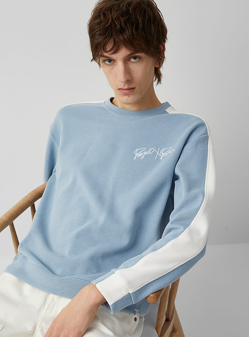 Project X Paris Baby Blue Athletic band velvety sweatshirt for men