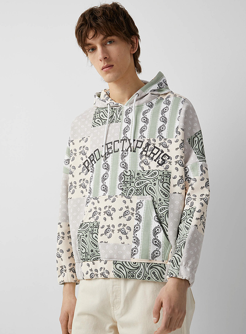 Project X Paris Lime Green Paisley mosaic hoodie for men