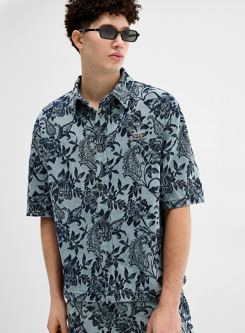 Flowery jacquard denim shirt product image 2
