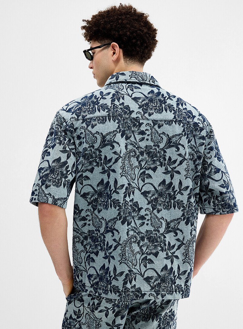 Flowery jacquard denim shirt product image 3