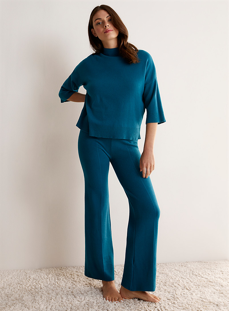 Miiyu: Le pantalon détente tricot dense plis nervures Bleu pour femme