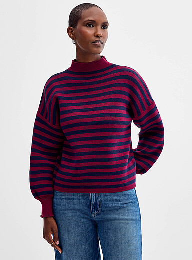 Funnel collar striped sweater <b>Exclusive collection from Italy</b>