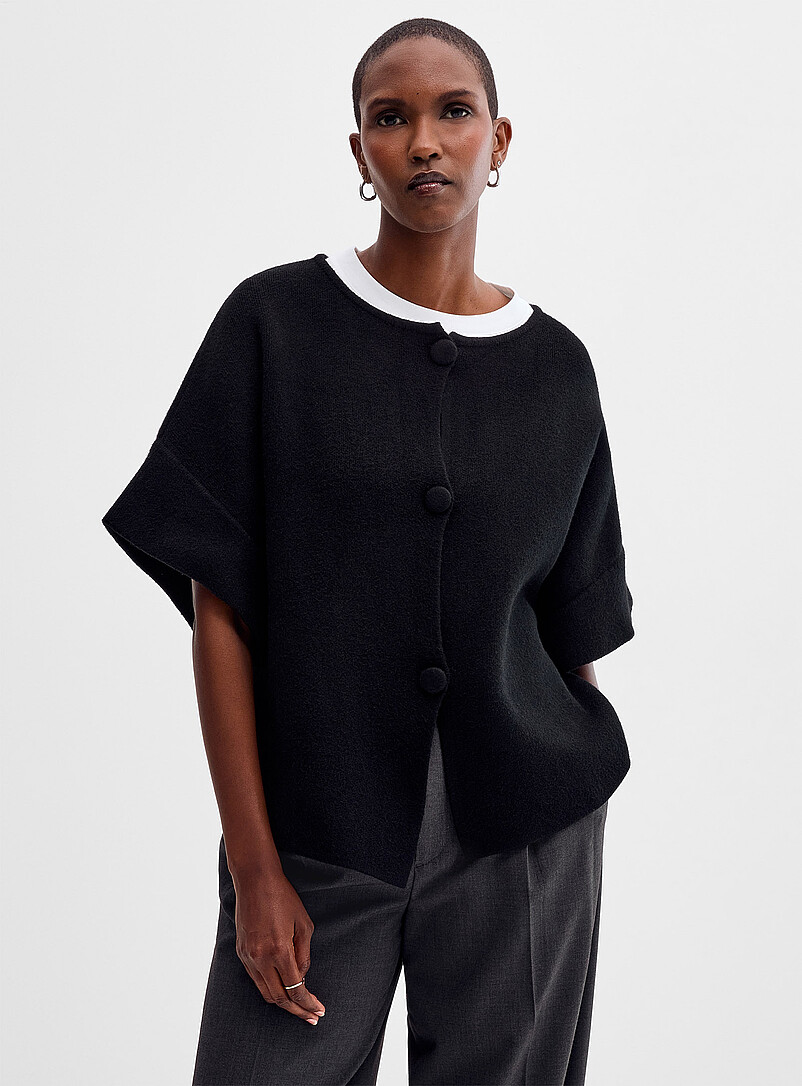 XL buttons wide sleeves felted cardigan Exclusive collection from Italy product image (primary)