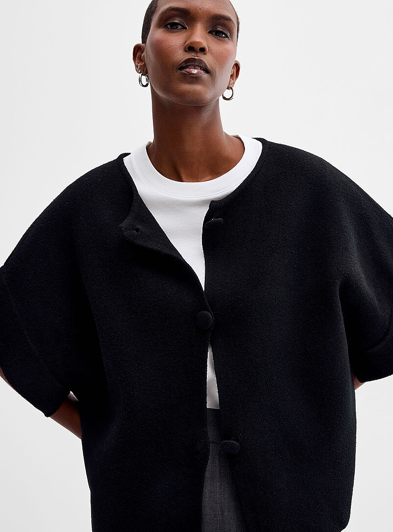 XL buttons wide sleeves felted cardigan Exclusive collection from Italy product image 2
