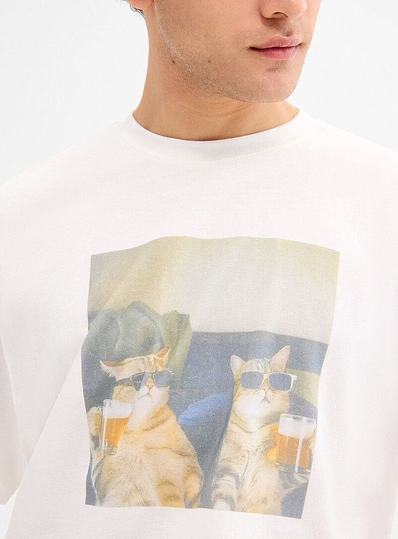 Le 31 White Festive animals T-shirt <b>Imported from Seoul</b> for men